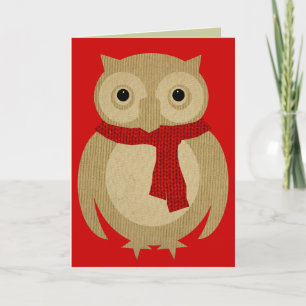 Cartes Pour Fêtes Annuelles Cozy Owl Christmas Card