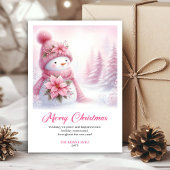 Cartes Pour Fêtes Annuelles Cozy pink snowman Christmas kids card instant down