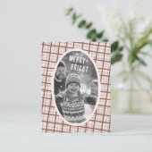 Cartes Pour Fêtes Annuelles Cozy Plaid Gingham Christmas Custom Photo Collage (Debout devant)