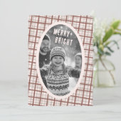 Cartes Pour Fêtes Annuelles Cozy Plaid Gingham Christmas Custom Photo Collage (Debout devant)