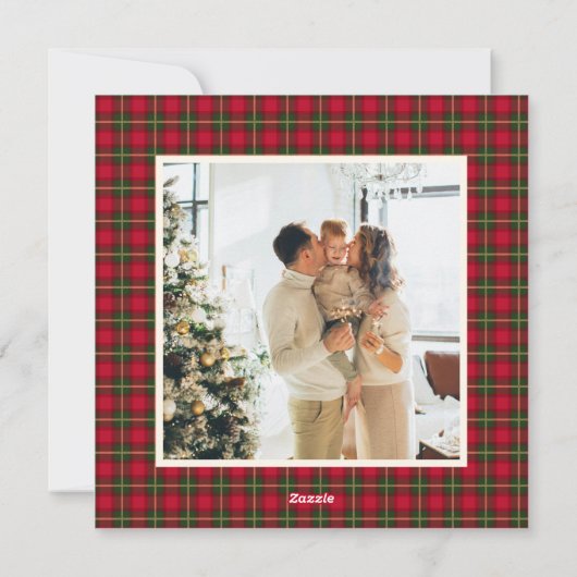 Cartes Pour Fêtes Annuelles Cozy Traditional Red Plaid Christmas Photo Classic (Dos)