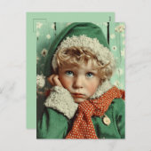 Cartes Pour Fêtes Annuelles Cozy Winter Elf Child Portrait (Devant / Derrière)