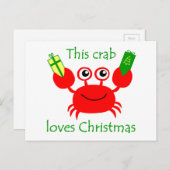 Cartes Pour Fêtes Annuelles Crabe de Noël (Devant / Derrière)