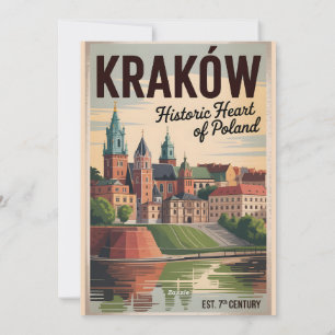 Cartes Pour Fêtes Annuelles Cracovie Pologne Paysage Urbain Rétro Ciel Voyage