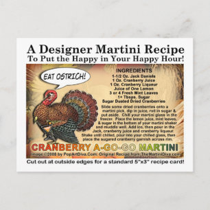 Cartes Pour Fêtes Annuelles Cranberry A-Go-Go Thanksgiving Martini Recipe Card