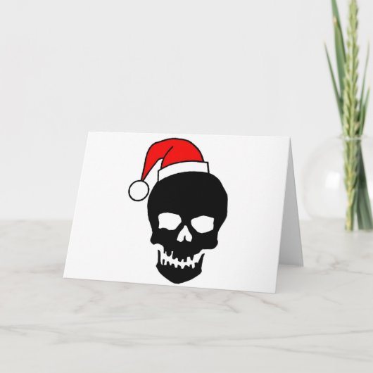 Cartes Pour Fêtes Annuelles Crâne de Noël noir (Devant)