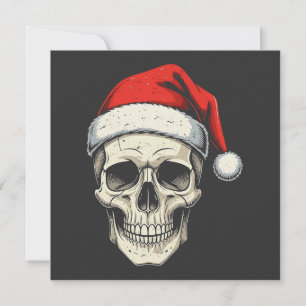 Cartes Pour Fêtes Annuelles Crâne de Noël portant le chapeau du Père Noël