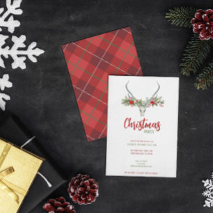 Cartes Pour Fêtes Annuelles Crâne de rennes rustique avec fête de Noël