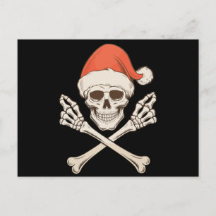 Cartes Pour Fêtes Annuelles Crâne de squelette de Noël Chapeau de Père Noël Va