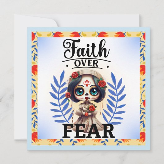 Cartes Pour Fêtes Annuelles Crâne de Sucre Mignon (Devant)