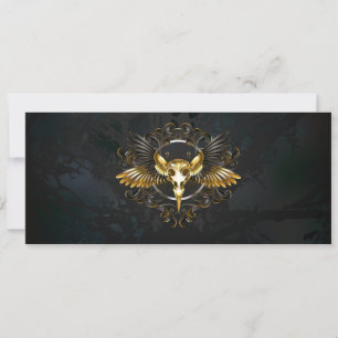 Cartes Pour Fêtes Annuelles Crâne d'oiseaux dorés sur arrière - plan noir