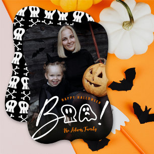 Cartes Pour Fêtes Annuelles Crâne éffrayant Et Fantôme Boo ! Photo Halloween S