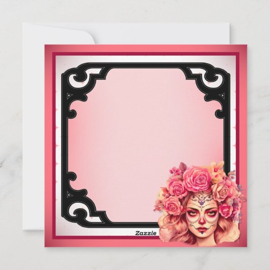 Cartes Pour Fêtes Annuelles Crâne rose et joli sucre (Dos)