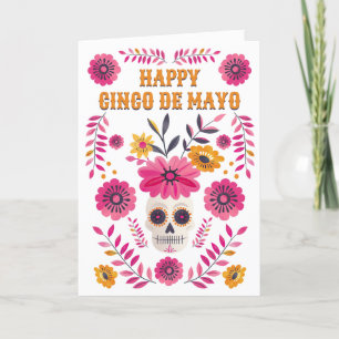 Cartes Pour Fêtes Annuelles Crâne sucre Fleurs mexicaines Joyeux Cinco de Mayo