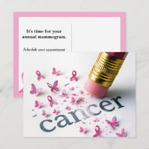 Cartes Pour Fêtes Annuelles Crayon rose Effacer le texte du cancer