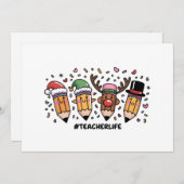 Cartes Pour Fêtes Annuelles Crayons de Noël Enseignant Vie d'enseignant Joyeux (Devant / Derrière)