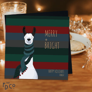 Cartes Pour Fêtes Annuelles Crazy Cute "Merry + Bright" Llama