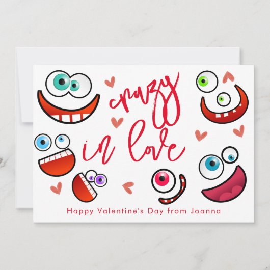 Cartes Pour Fêtes Annuelles Crazy in love funy folles visages valentine's day (Devant)