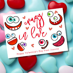 Cartes Pour Fêtes Annuelles Crazy in love funy folles visages valentine's day