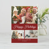 Cartes Pour Fêtes Annuelles Create Your Own Photo Collage Red Background (Debout devant)