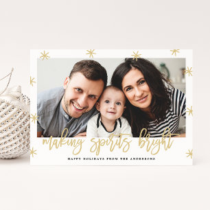 Cartes Pour Fêtes Annuelles Création moderne Spiritueux Bright Gold Script Pho