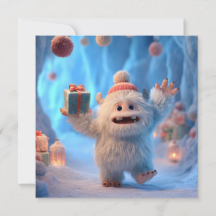 Cartes Pour Fêtes Annuelles Créature de Yéti Mignonne et Douce en Train de Fai
