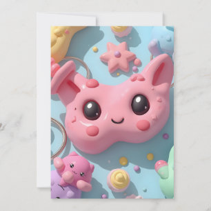 Cartes Pour Fêtes Annuelles Créature Pastel Kawaii Art Fantastique