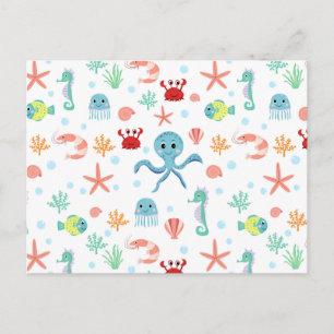 Cartes Pour Fêtes Annuelles Créatures de mer sous-marines fantaisistes