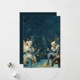 Cartes Pour Fêtes Annuelles Créatures Magiques En Bleu