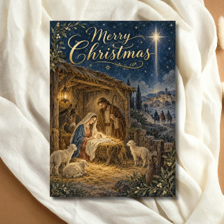 Cartes Pour Fêtes Annuelles Crèche de Noël chrétienne religieuse
