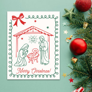 Cartes Pour Fêtes Annuelles Crèche de Noël chrétienne Religieux Noël