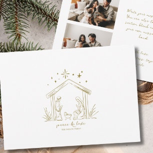 Cartes Pour Fêtes Annuelles Crèche de Noël moderne photo de paix religieuse