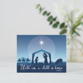 Cartes Pour Fêtes Annuelles Crèche de Noël religieuse Scène Bleue (Debout devant)