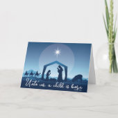 Cartes Pour Fêtes Annuelles Crèche de Noël religieuse Scène Bleue (Devant)