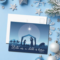 Crèche de Noël religieuse Scène Bleue