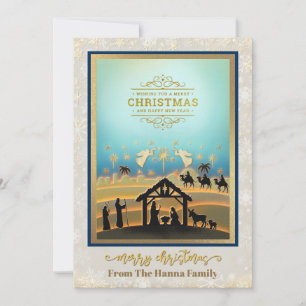 Cartes Pour Fêtes Annuelles Crèche "Joyeux Noël et Bonne Année"