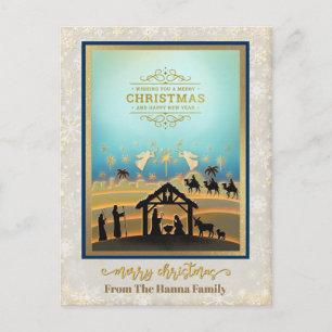Cartes Pour Fêtes Annuelles Crèche "Joyeux Noël et Bonne Année"