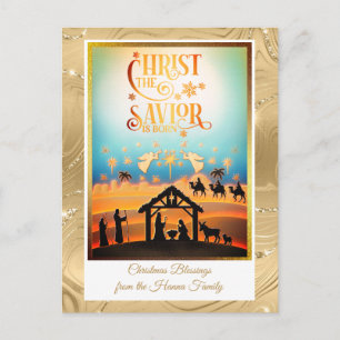 Cartes Pour Fêtes Annuelles Crèche "Joyeux Noël et Bonne Année"