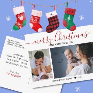 Cartes Pour Fêtes Annuelles Créer votre propre photo de famille 2 Rouge Joyeux