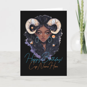 Cartes Pour Fêtes Annuelles Créez Votre Propre Femme Afro-Américaine Capricorn