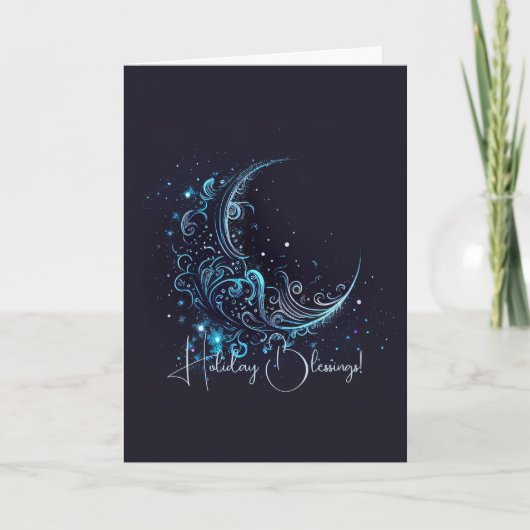 Cartes Pour Fêtes Annuelles Créez votre propre lune mystique bleu et argent (Devant)