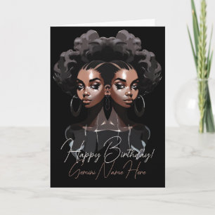 Cartes Pour Fêtes Annuelles Créez Votre Propre Reine Afro-Américaine Gémeaux