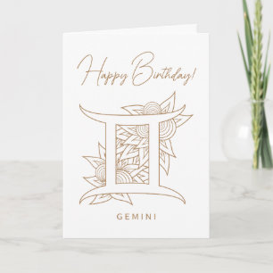 Cartes Pour Fêtes Annuelles Créez votre propre Zodiac Gémeaux Gémeaux Blanc et