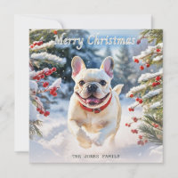 Crème Bouledogue Français dans la Neige Joyeux Noë