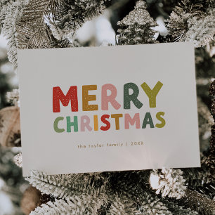 Cartes Pour Fêtes Annuelles Crème CAROL Gold Cute Family Fun Joyeux Noël