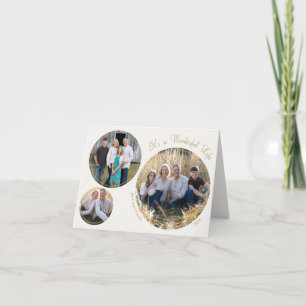 Cartes Pour Fêtes Annuelles Crème Élégante Minimaliste Photo de Noël Plié