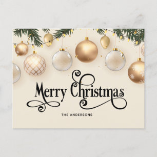 Cartes Pour Fêtes Annuelles Crème et or Elegant Joyeux Noël