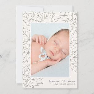 Cartes Pour Fêtes Annuelles Crème Holly et Berries et Sage Photo Noël