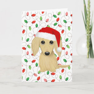 Cartes Pour Fêtes Annuelles Crème LonghEI Dachshund Père Noël Chien Noël