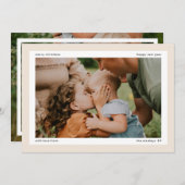 Cartes Pour Fêtes Annuelles Crème neutre simple Bordure en gras 2 grandes phot (Devant / Derrière)